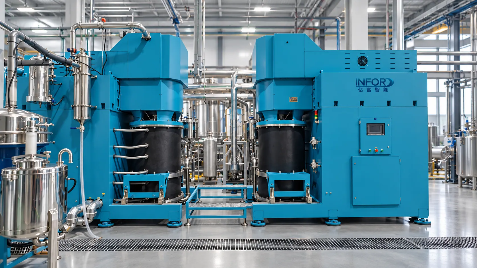 400L vertical sand mills on site